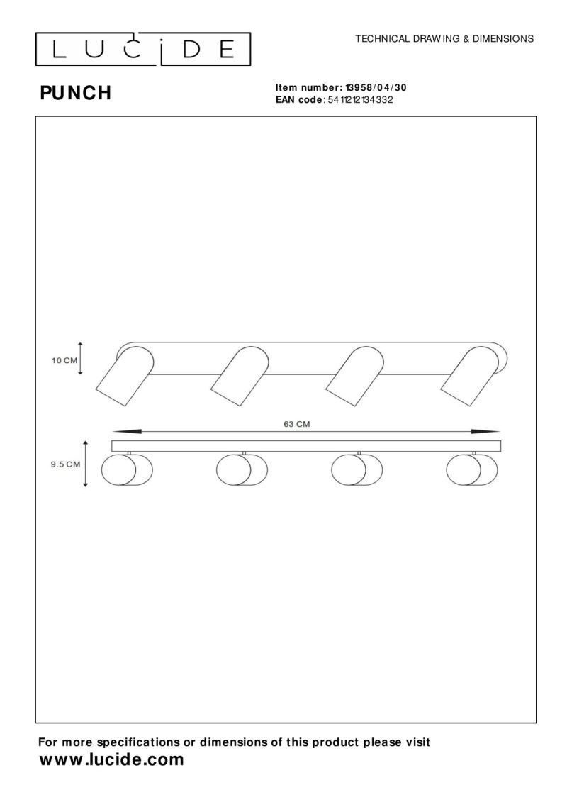 Lucide PUNCH - Stropné bodové svietidlo - 4xGU10 - Čierne